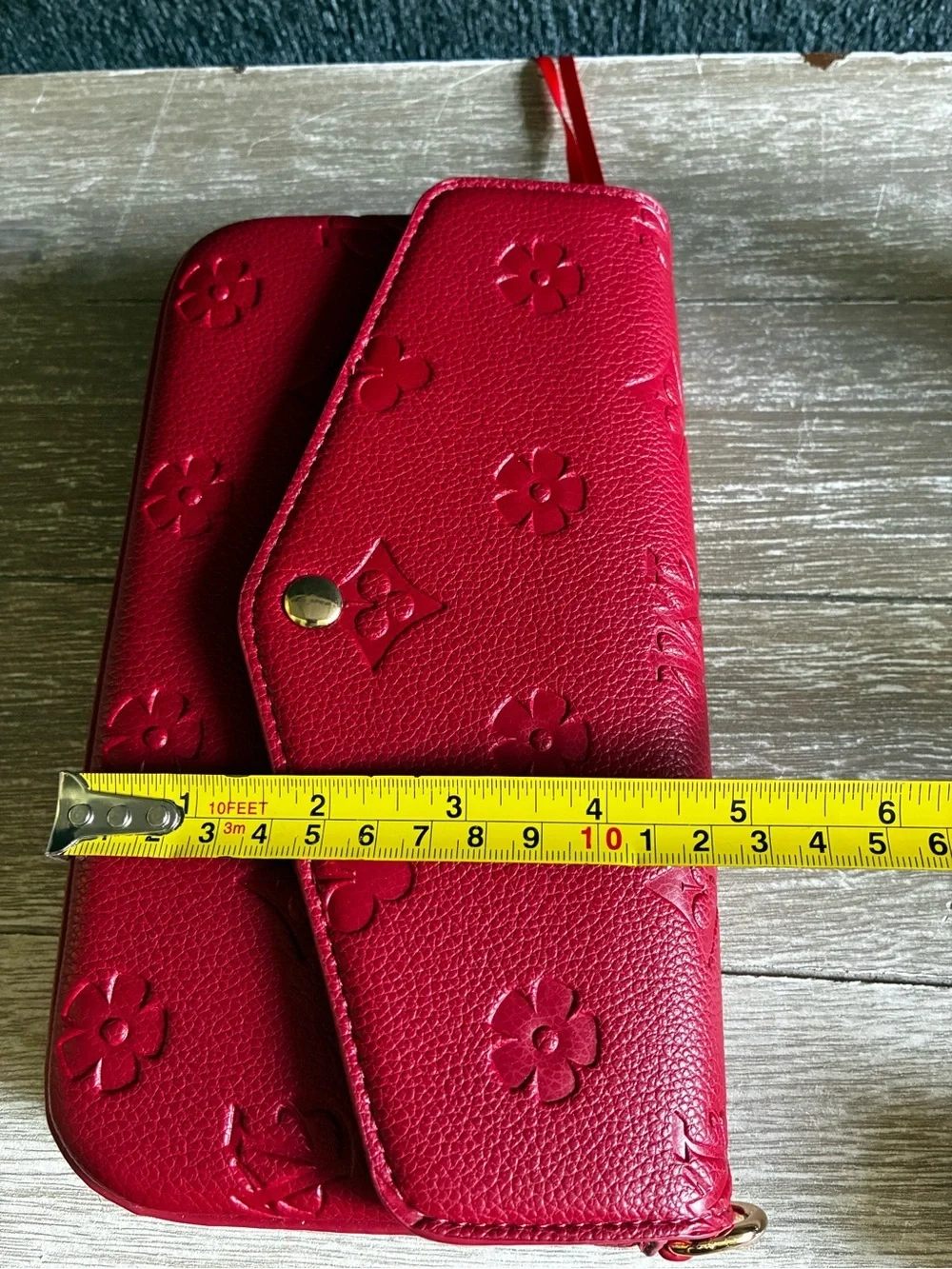Montana West Red Embossed 4pc Crossbody Wallet Set with Gold Hardware